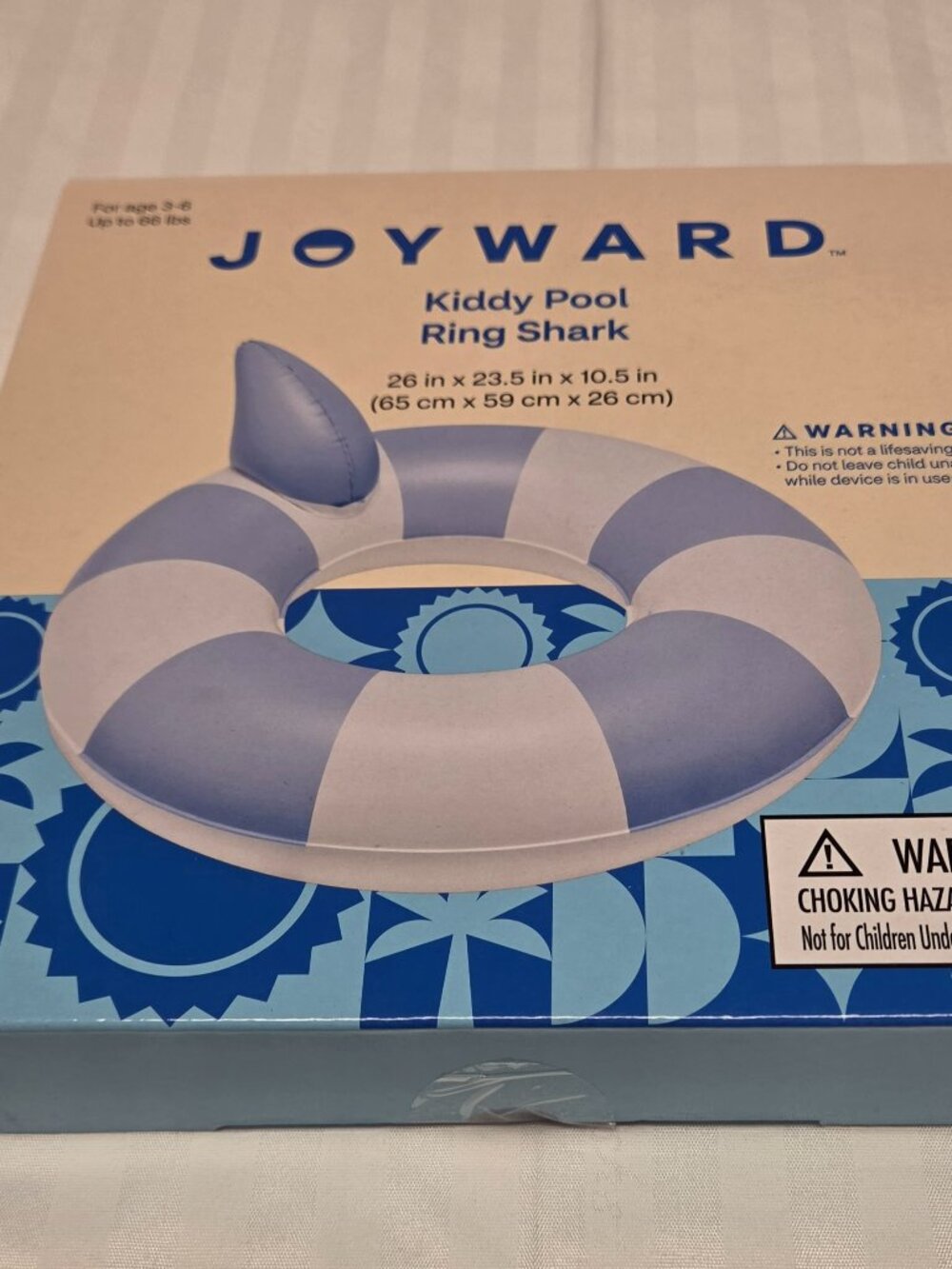 JOYWARD Kiddy Pool Float Ring Shark Kids Ages 3-6 Blue Inflatable Pool Ring